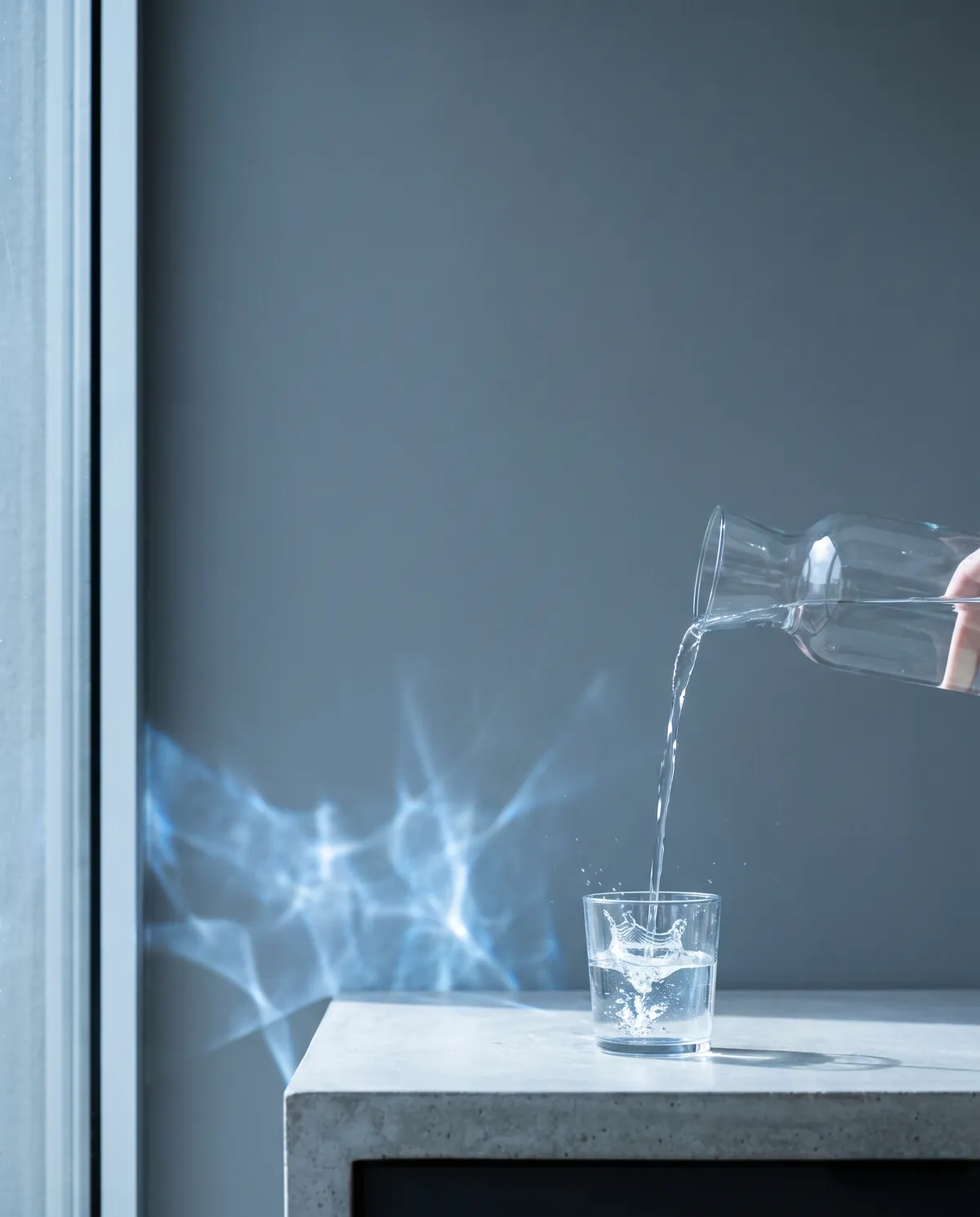 Karaff som häller upp vatten i ett glas